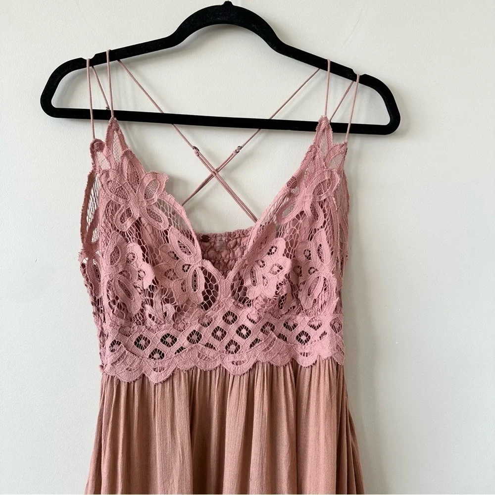FREE PEOPLE-“One Free People” Adella Slip Mini Dress in Pink Rose (Size:Medium) - Picture 6 of 10